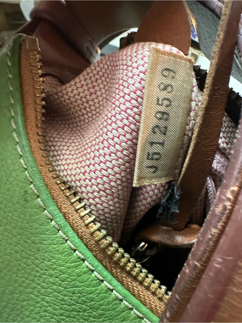 Dooney & Bourke Green Pebbled Leather Shoulder Bag with Brown Trim - Picture 7 of 13